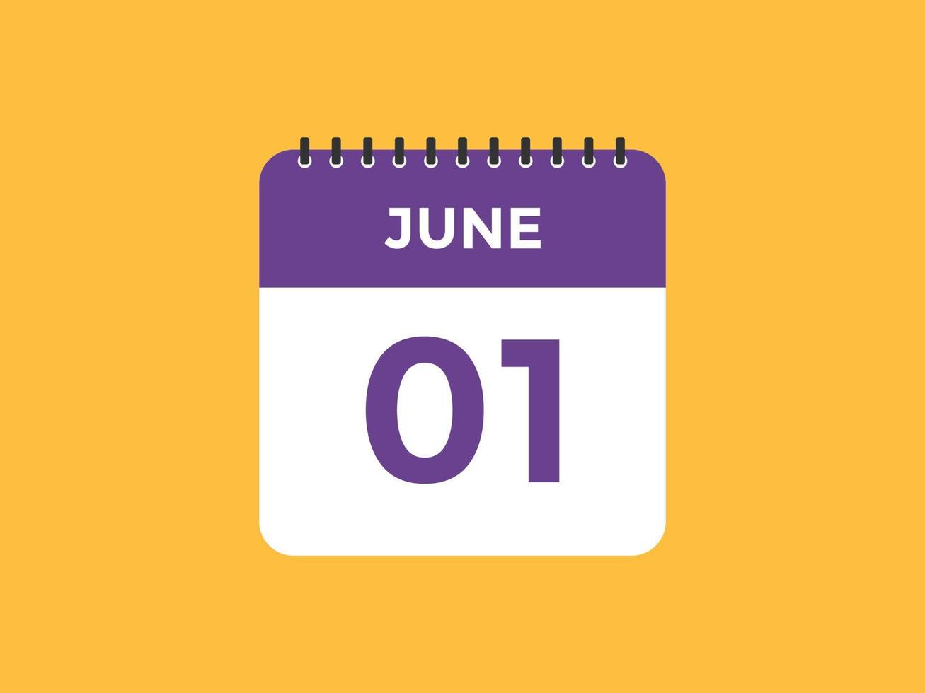 june 1 calendar reminder. 1st june daily calendar icon template. Calendar 1st june icon Design template. Vector illustration