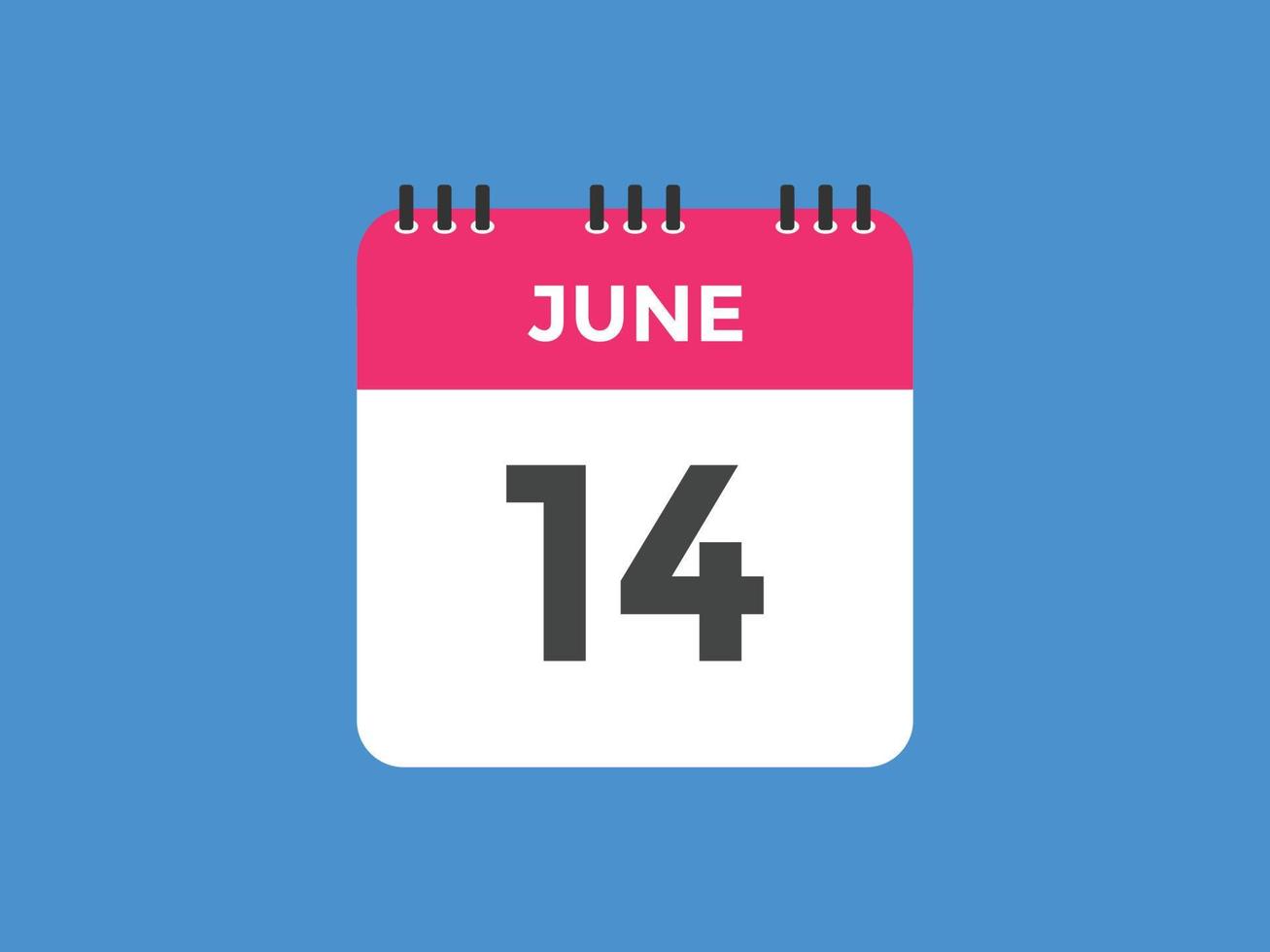 june 14 calendar reminder. 14th june daily calendar icon template
