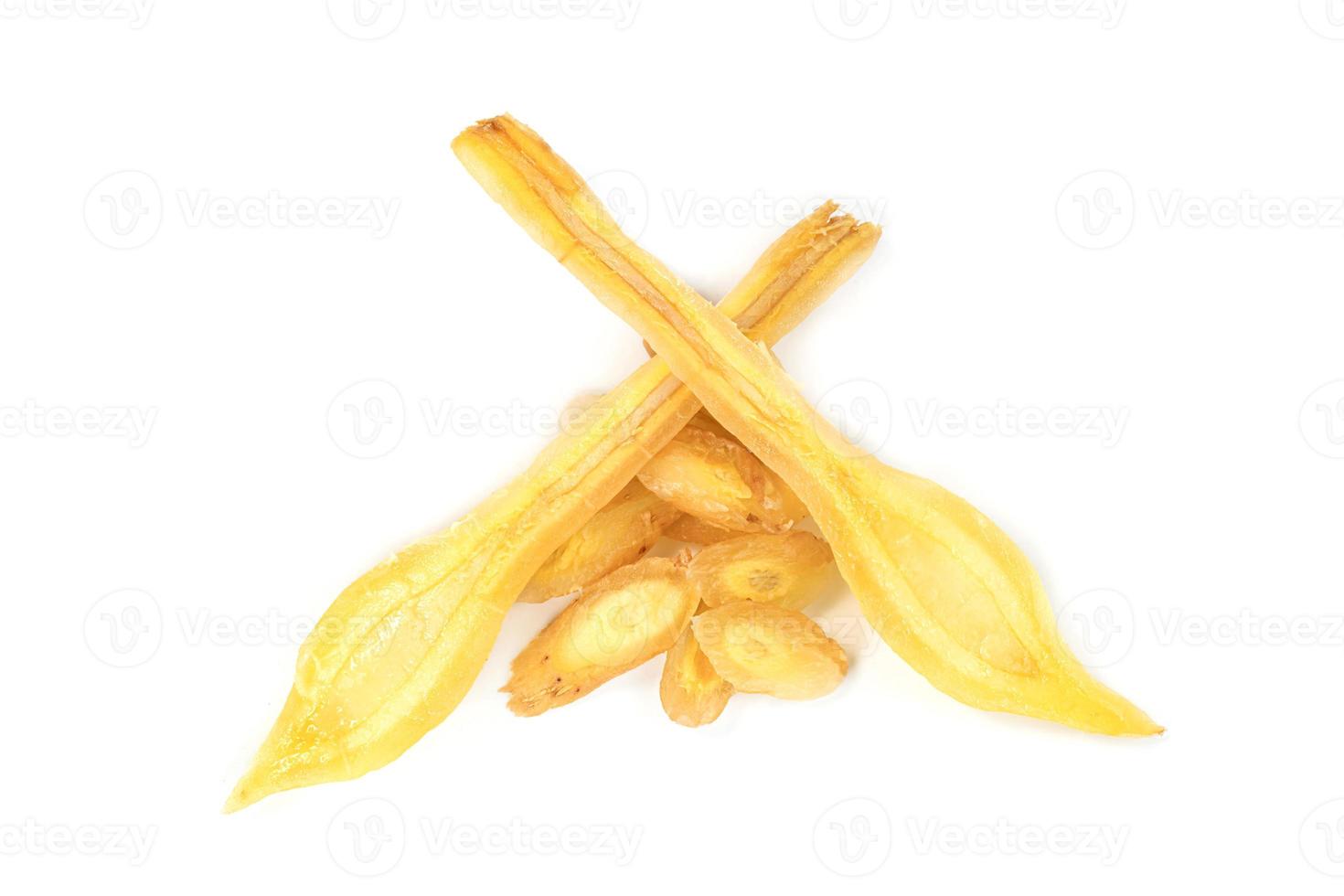 finger root or Chinese's Ginger sliced isolated on the white background. photo