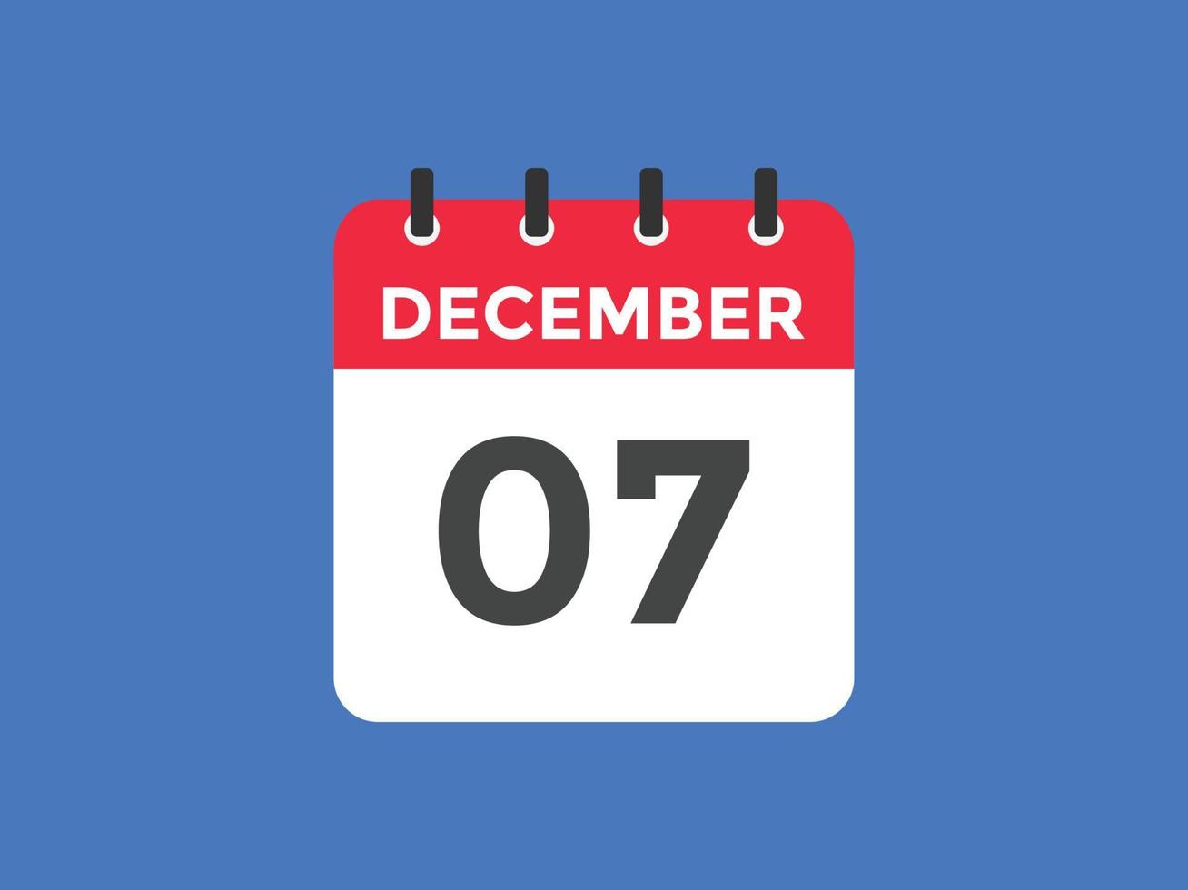 december 7 calendar reminder. 7th december daily calendar icon ...