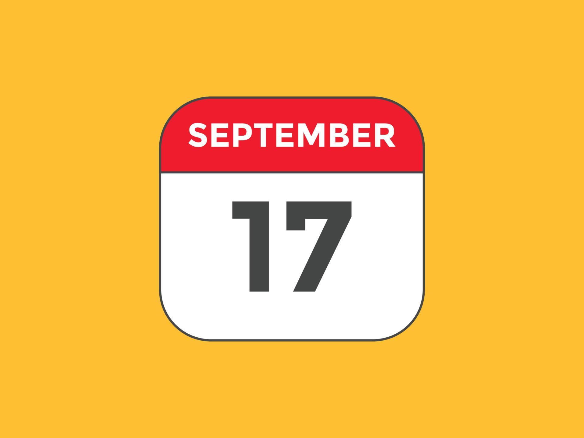 september 17 calendar reminder. 17th september daily calendar icon