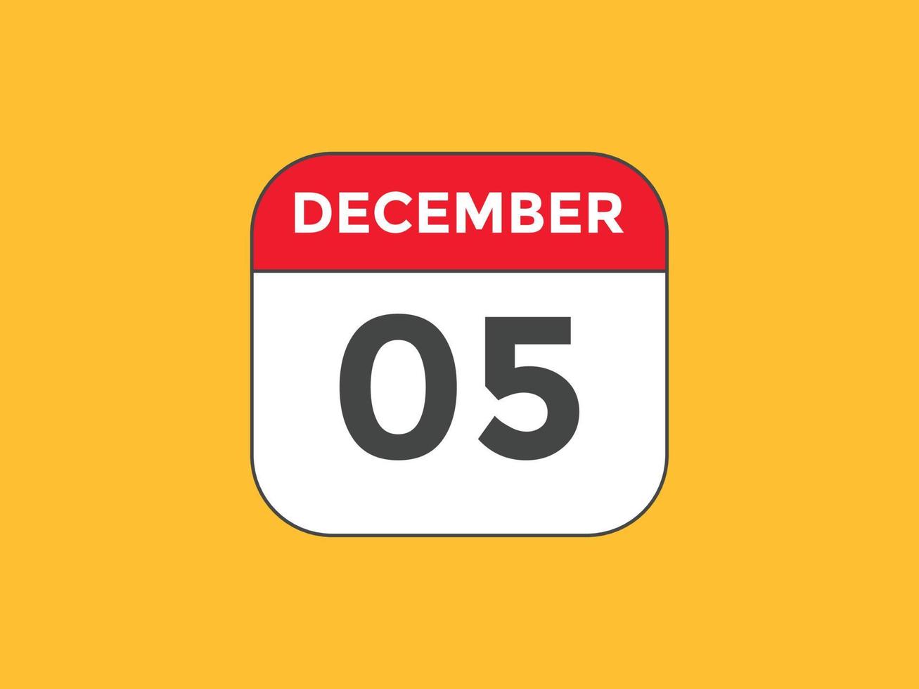 december 5 calendar reminder. 5th december daily calendar icon template. Calendar 5th december icon Design template. Vector illustration