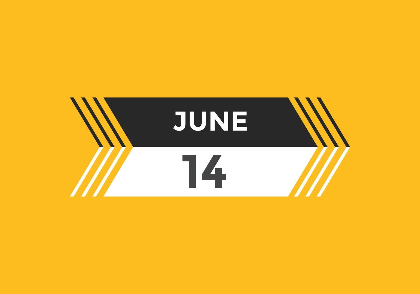 june 14 calendar reminder. 14th june daily calendar icon template. Calendar 14th june icon Design template. Vector illustration