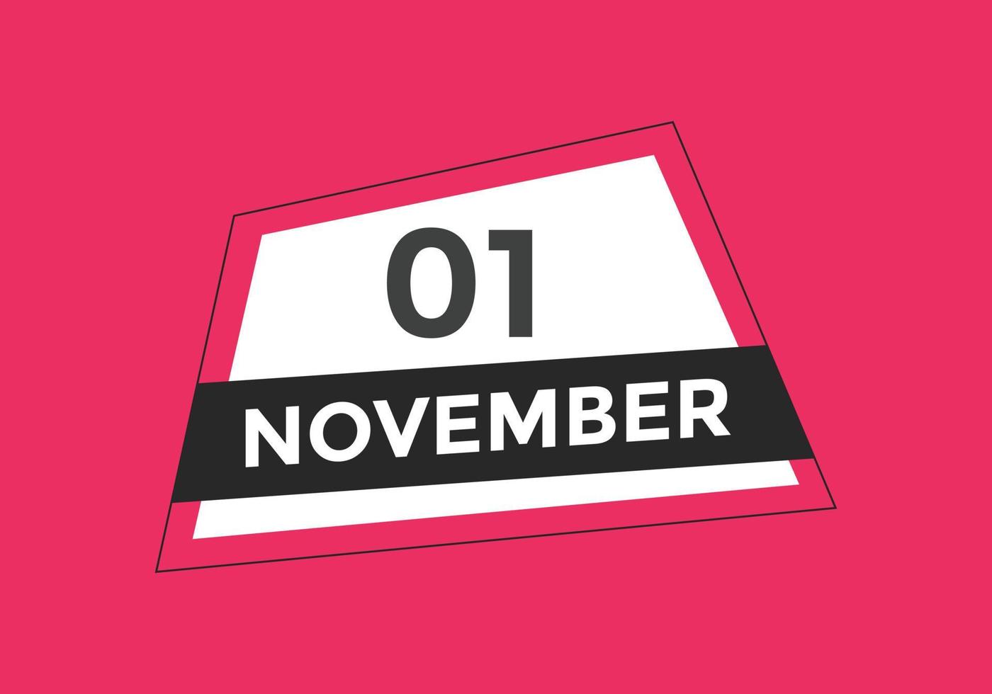 november 1 calendar reminder. 1st november daily calendar icon template. Calendar 1st november icon Design template. Vector illustration