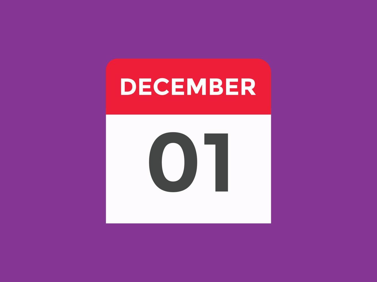 december 1 calendar reminder. 1st december daily calendar icon template. Calendar 1st december icon Design template. Vector illustration