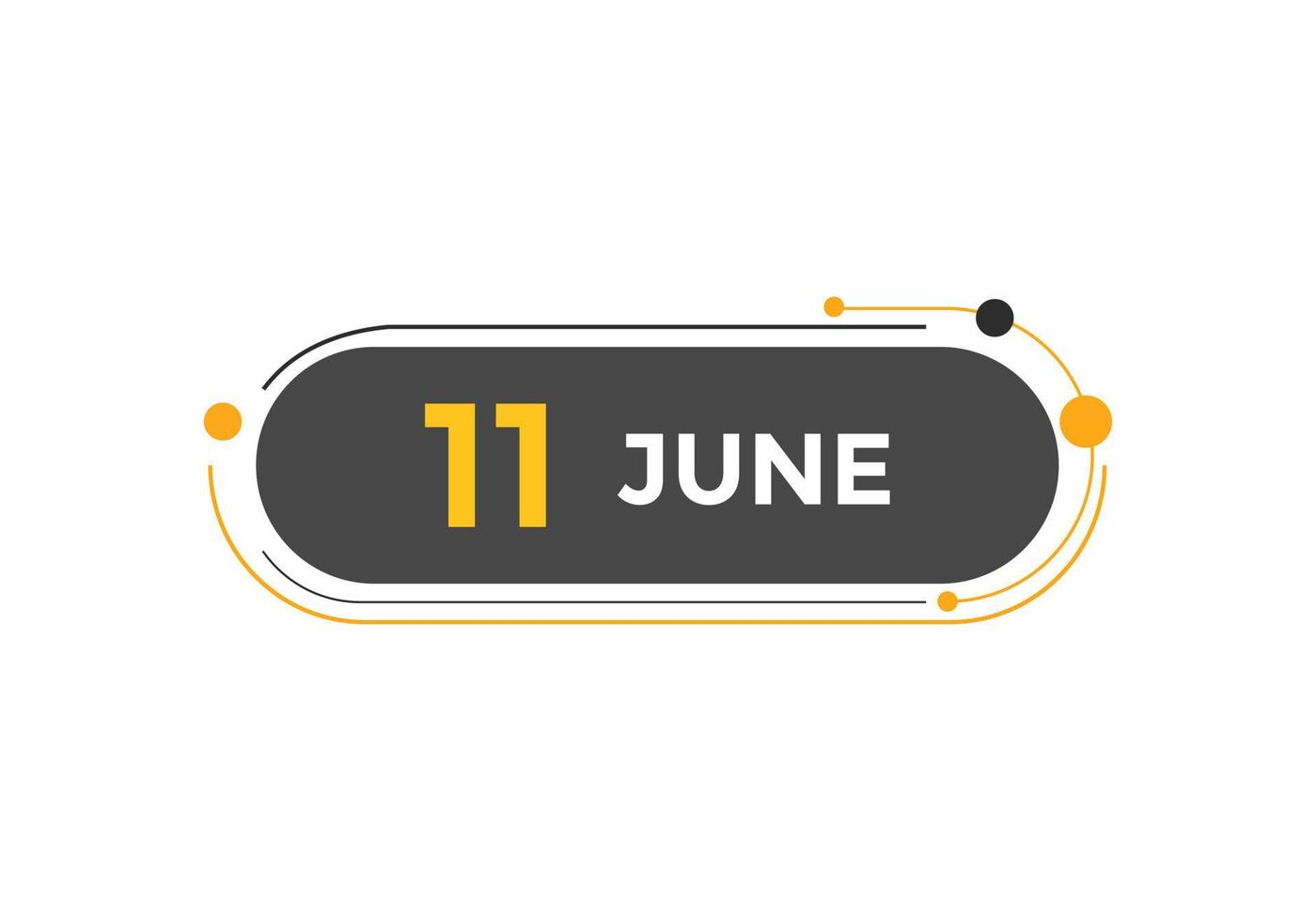 Recordatorio del calendario del 11 de junio. Plantilla de icono de calendario diario del 11 de junio. plantilla de diseño de icono de calendario 11 de junio. ilustración vectorial vector