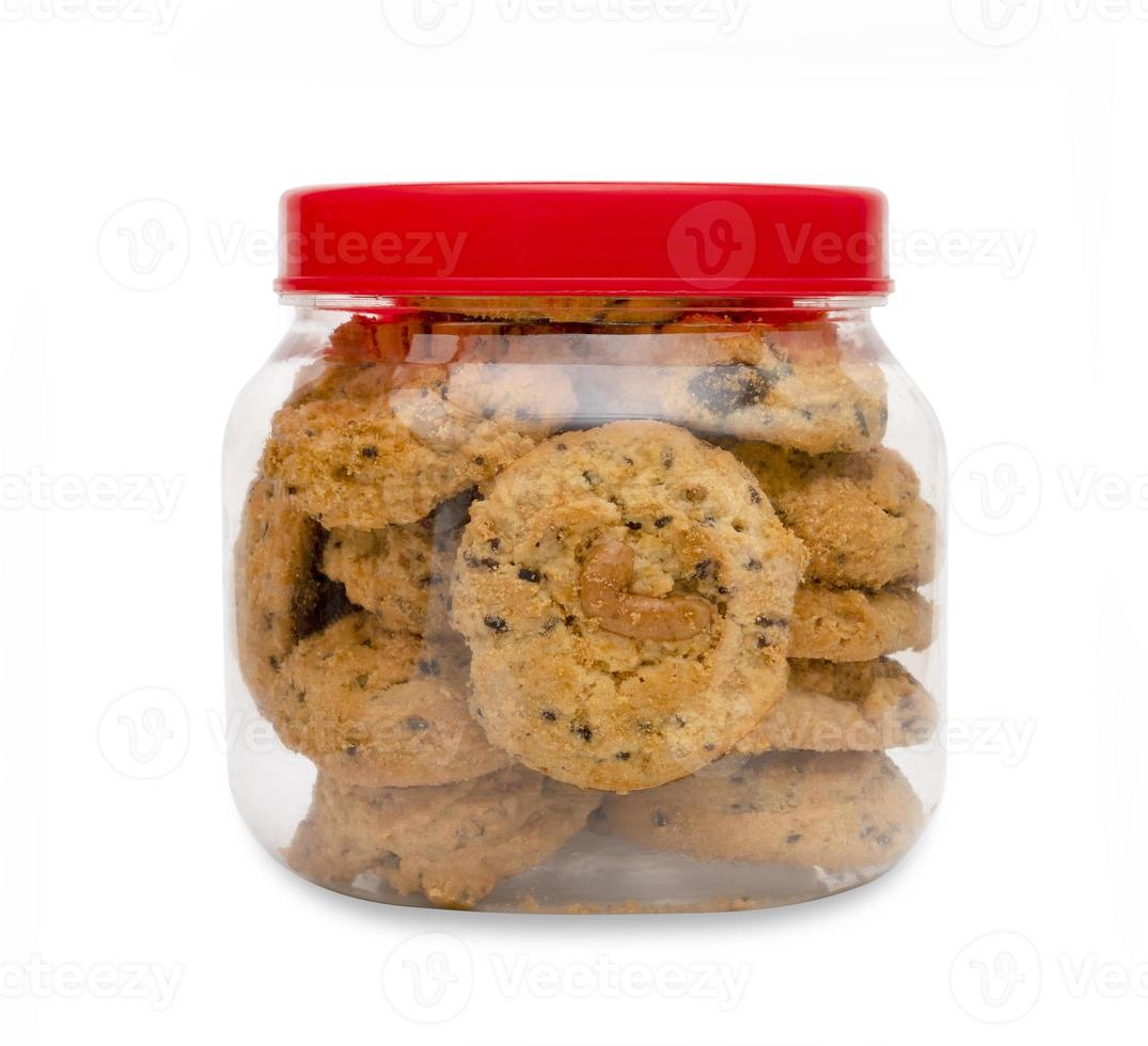 butter cookies in a plastic box isolated on white background,clipping path photo