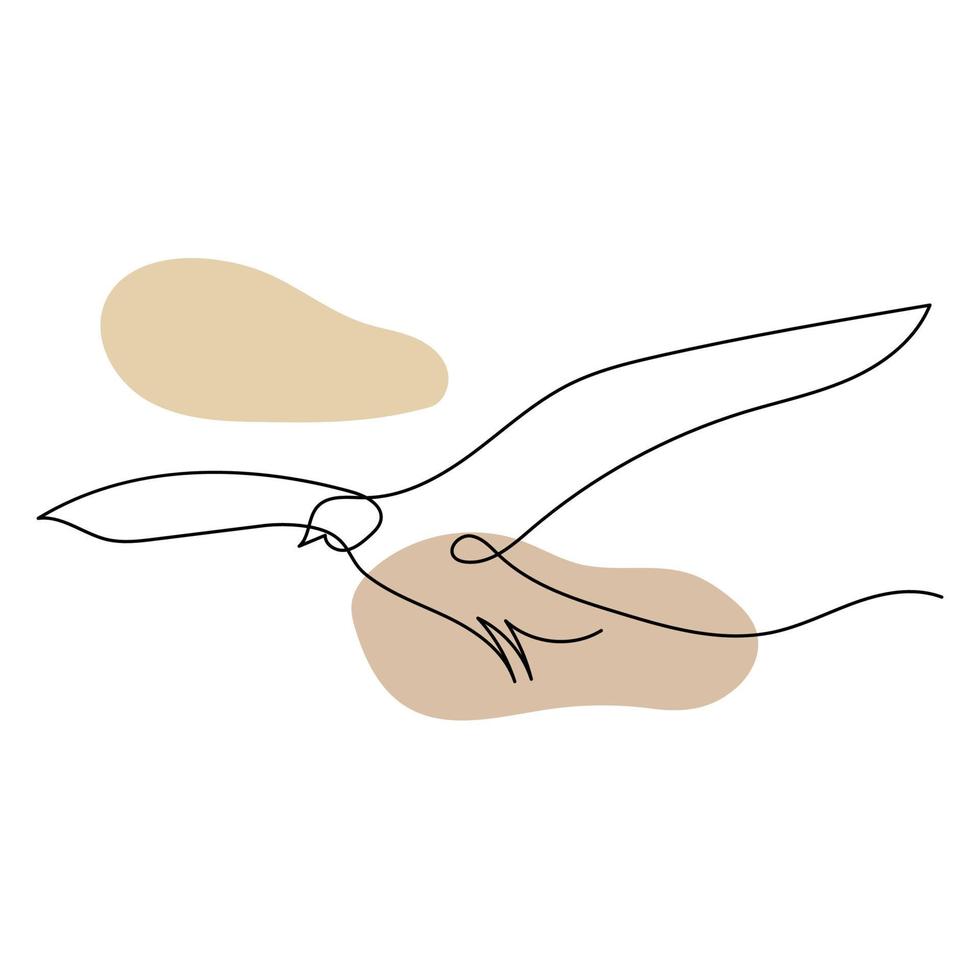 Flying seagull line art. Contour drawing. Minimalism art. vector