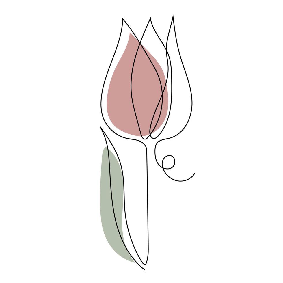 arte de línea de flor de tulipán. dibujo de contorno arte minimalista. vector