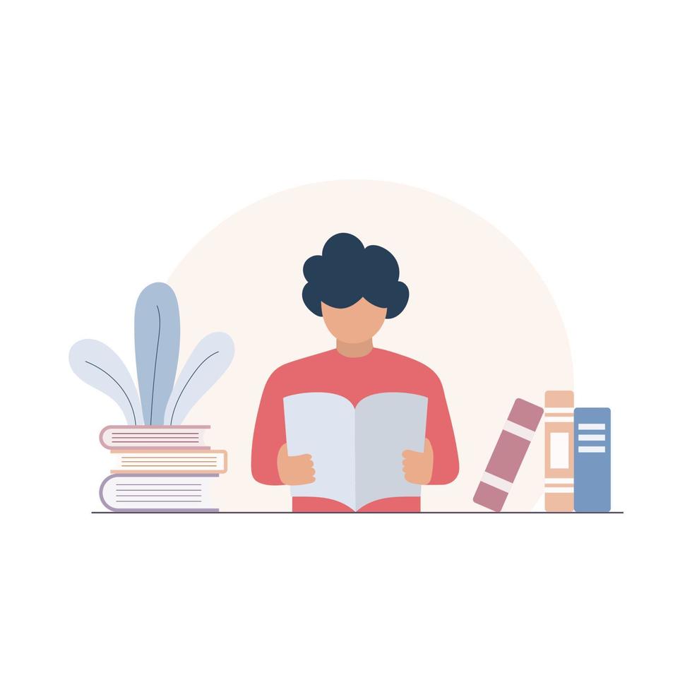Man reading a book. Vector and Illustration.