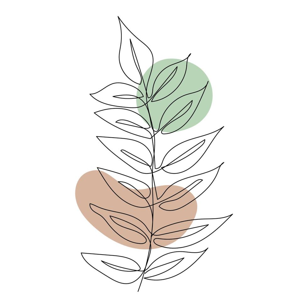 Plant leaves line art. Contour drawing. Minimalism art. vector