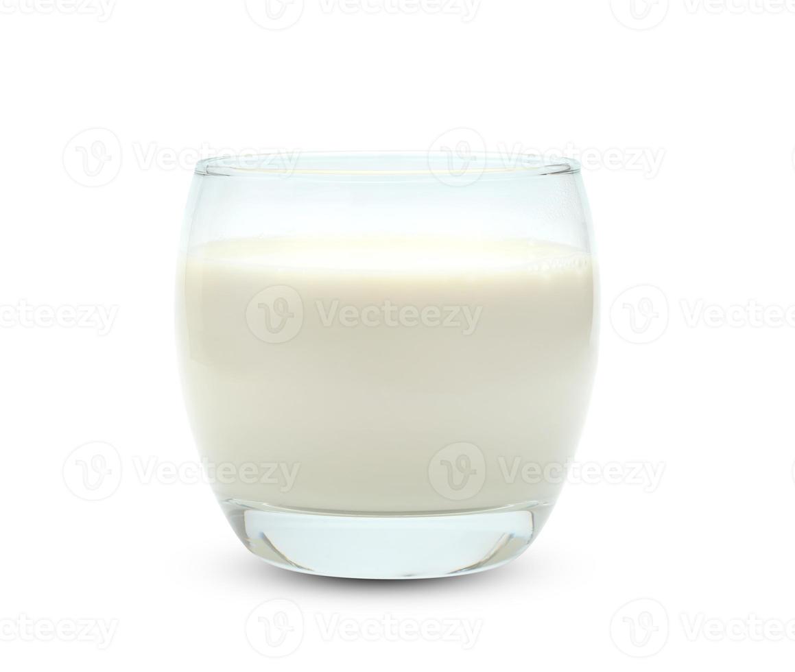 soybean milk and bubble foam in transparent glass isolated on white background ,include clipping path photo