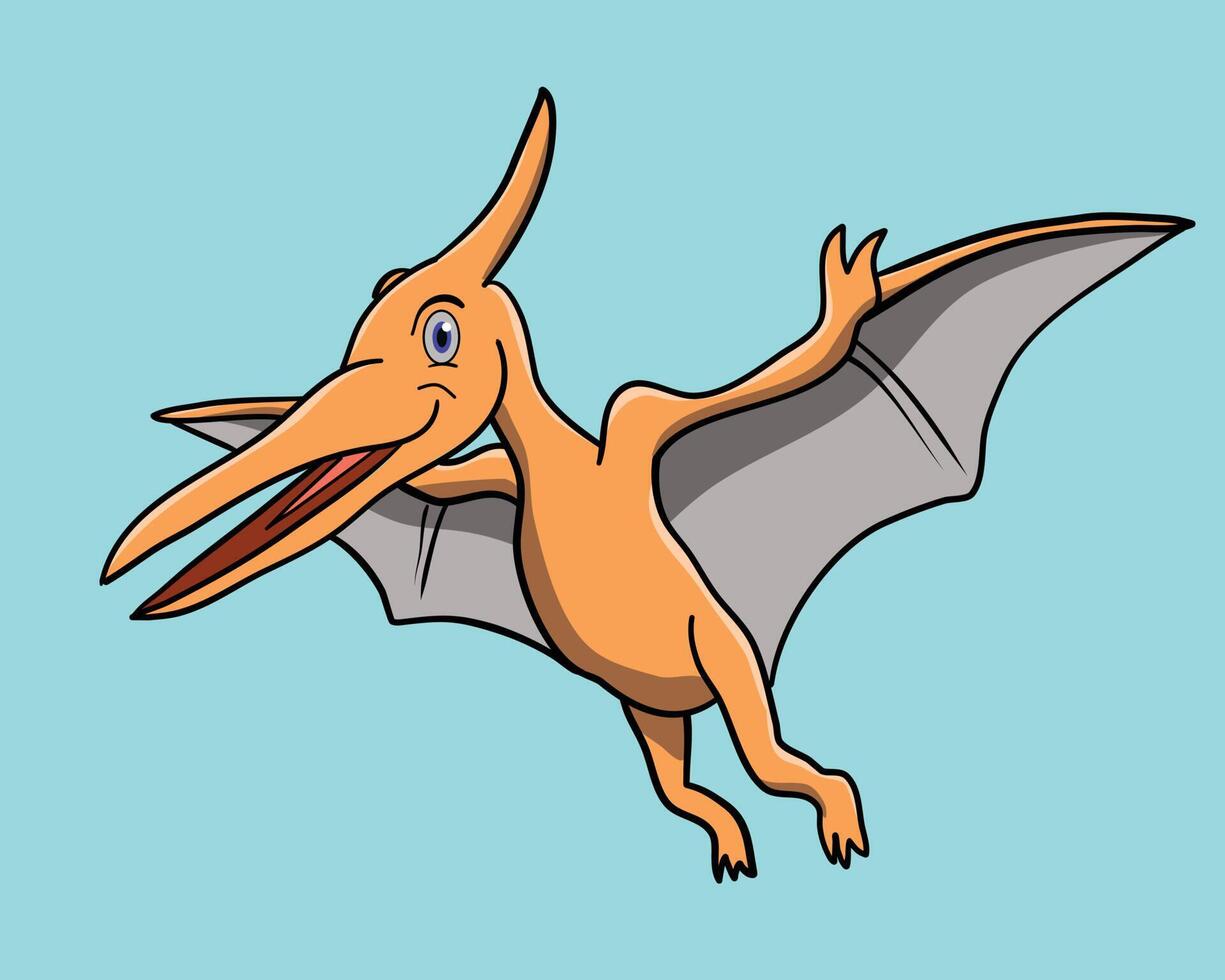 Pteranodon dinosaur in cartoon illustration vector