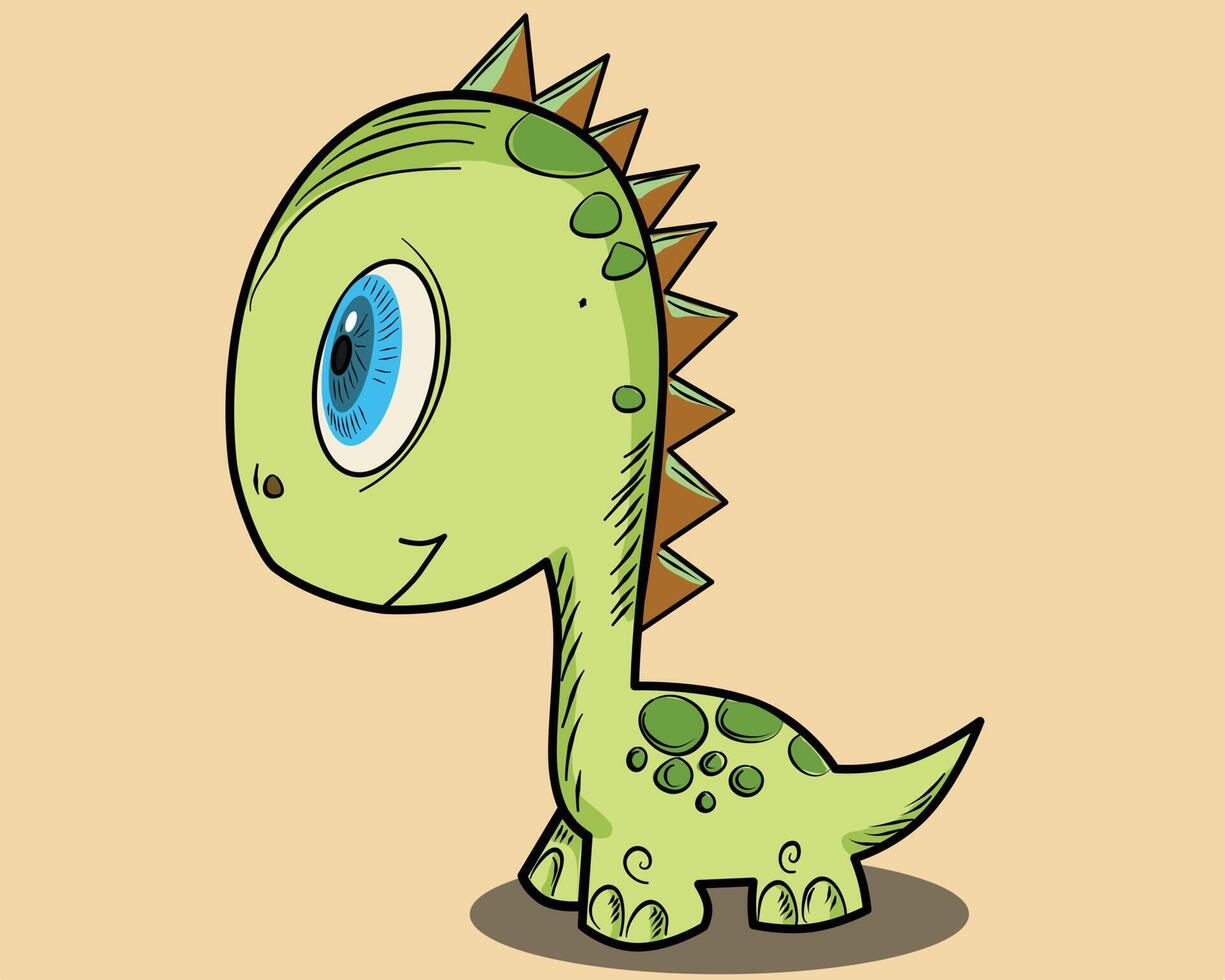 un lindo dinosaurio en diseño de estilo de dibujos animados vector