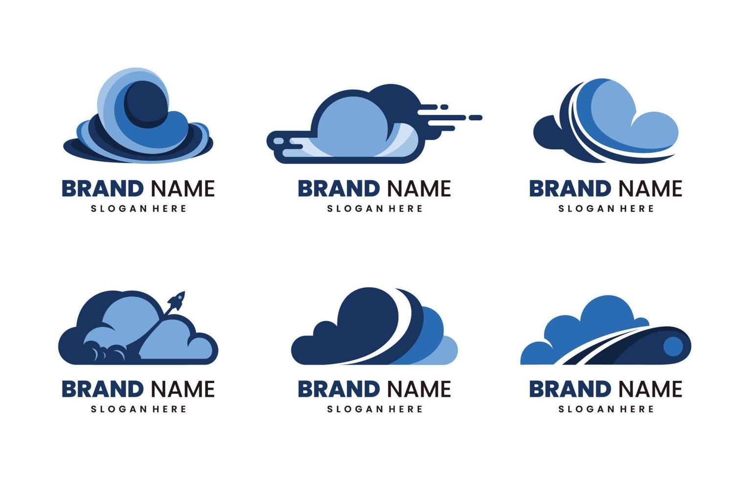 conjunto de logotipo de nube plana vector