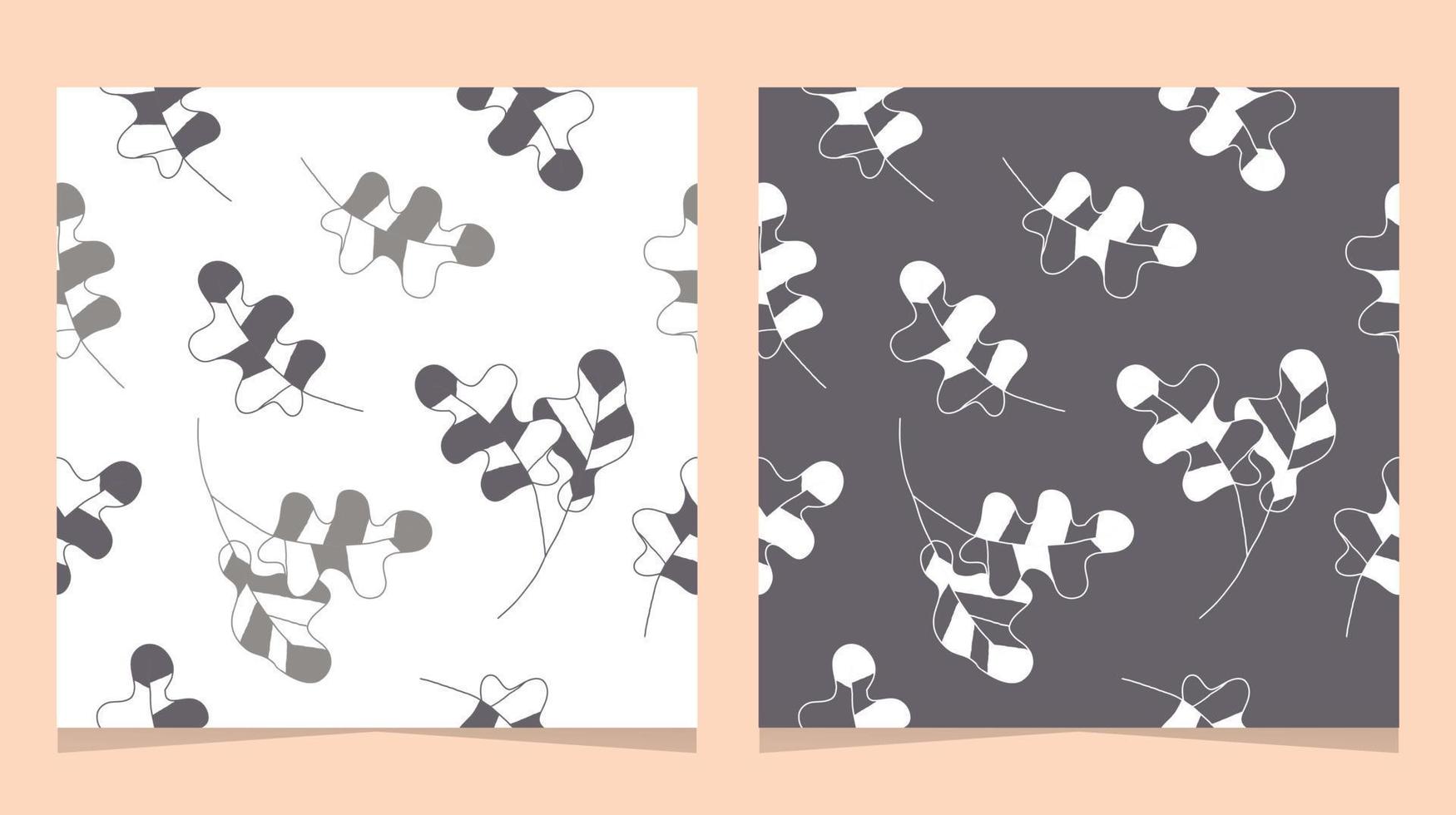 patrón transparente de vector monocromo plano. patrón abstracto de follaje. perfecto para envolver papel, tela o papel de pared