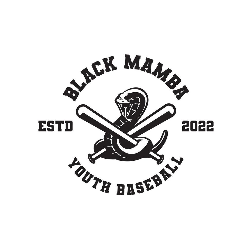 diseño de logotipo de béisbol de mascota mamba negra vector