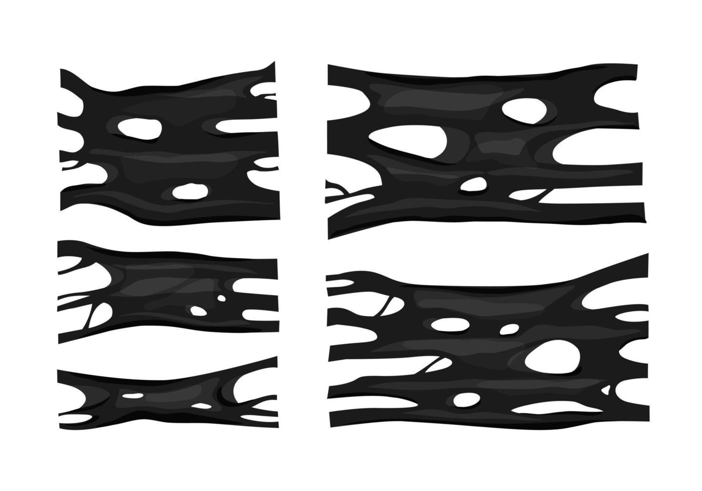 Black sticky slime set .Popular kids sensory toy vector illustration. Frame of dark petroleum. Vector abstract design element.