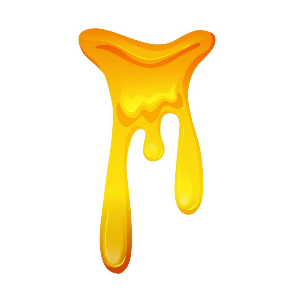 Lemon jelly or honey drops. Flowing yellow viscous liquid. Vector illustration on a white isolated background.
