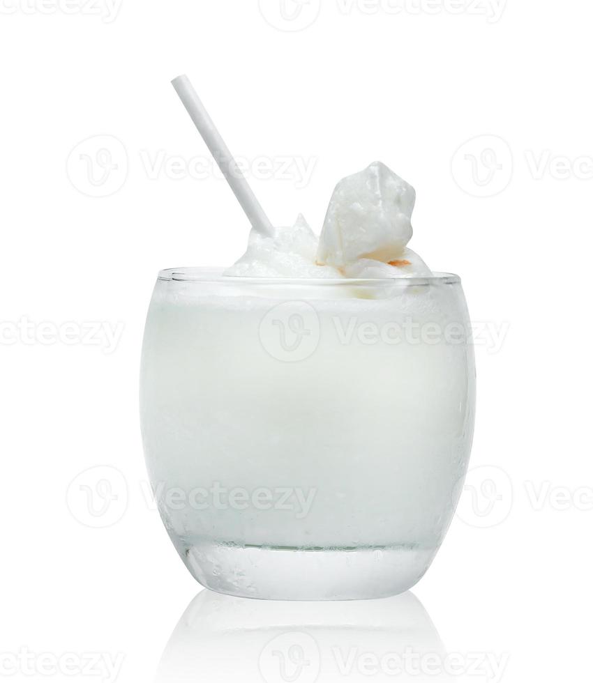 Coconut Smoothie in glass cup isolated on white background ,include clipping path photo