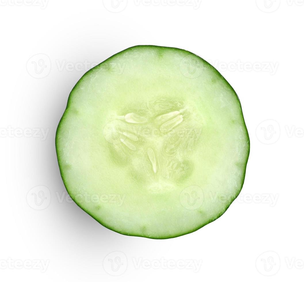 Fresh japanese cucumber sliced isolated on white background photo