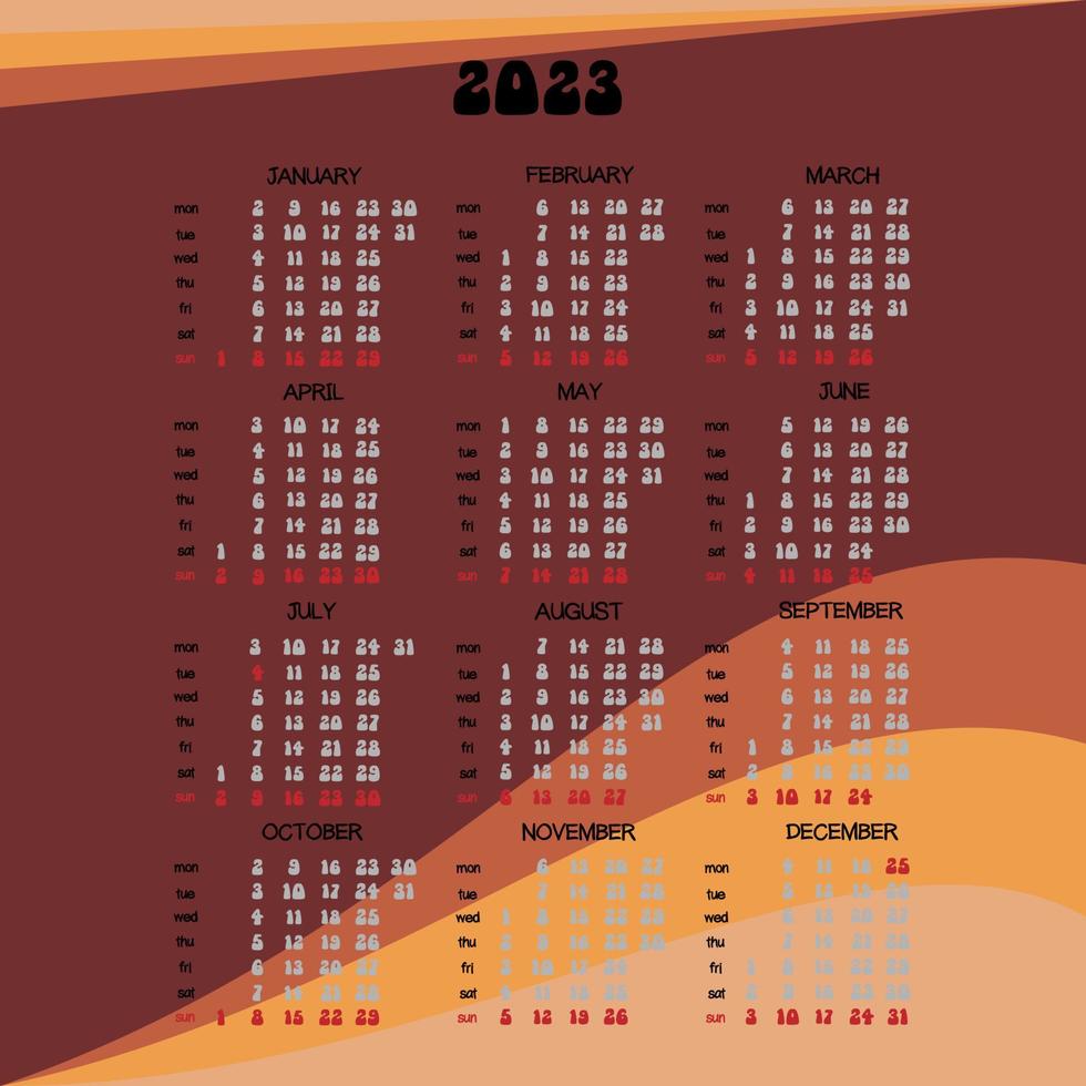 wall calendar new year vector