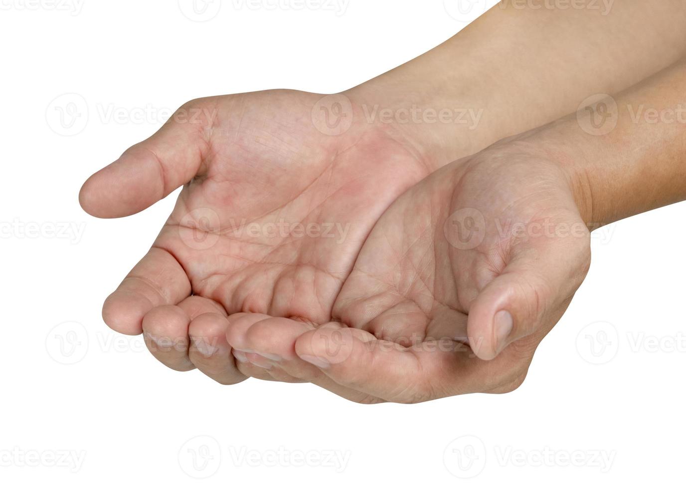 Two open the palm of the hand isolated on white background,clipping path photo