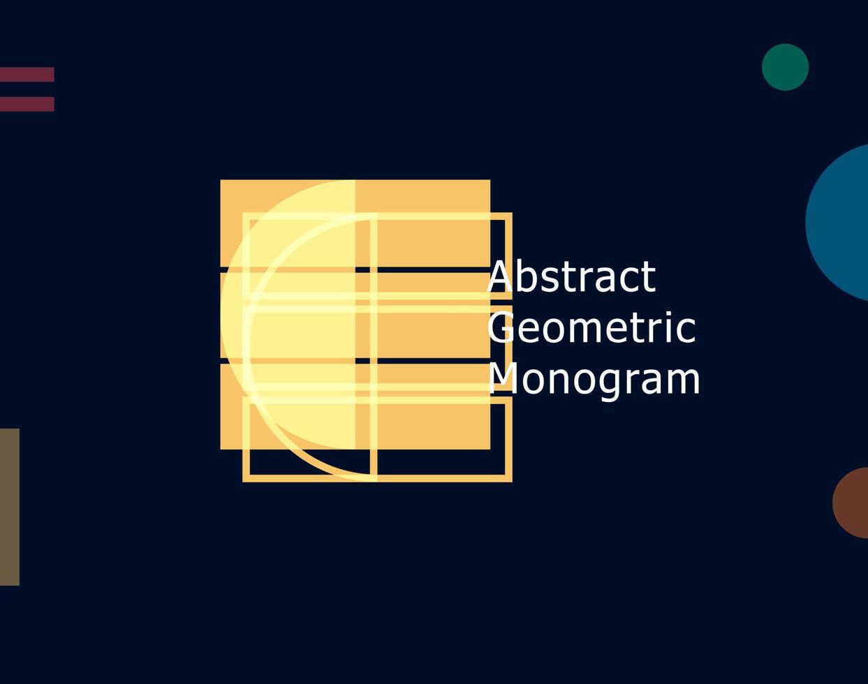 letra geométrica abstracta e concepto gráfico. color forma inusual para la plantilla de diseño de logotipo y monograma. símbolo geométrico de estilo bauhaus o memphis. ilustración vectorial vector