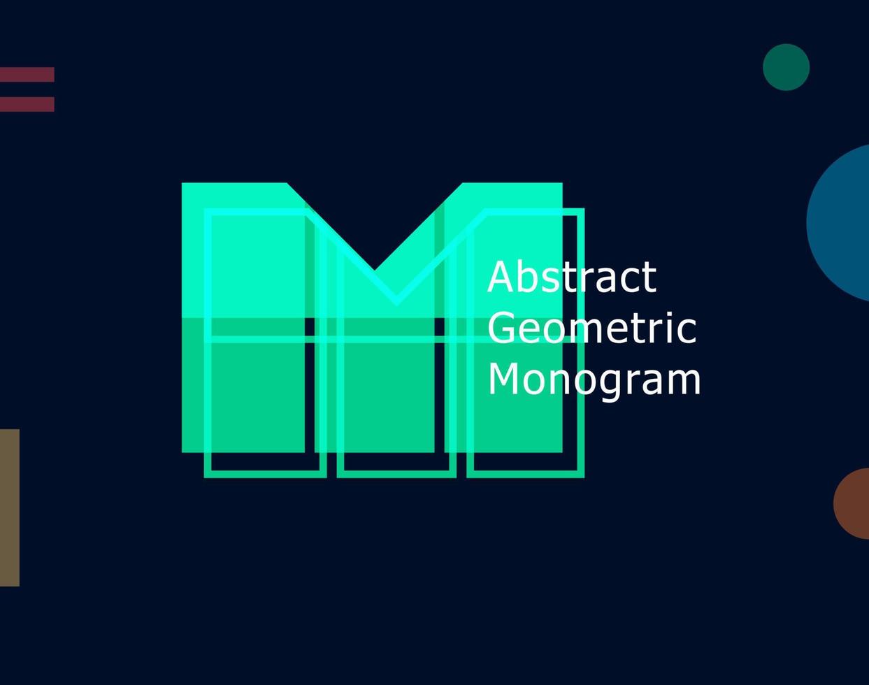 concepto gráfico geométrico abstracto de la letra m. color forma inusual para la plantilla de diseño de logotipo y monograma. símbolo geométrico de estilo bauhaus o memphis. ilustración vectorial vector