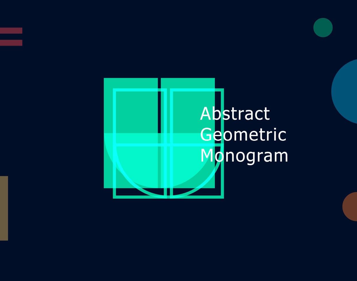 Abstract geometric letter U graphic concept. Color unusual shape for logo and monogram design template. Bauhaus or Memphis style geometric symbol. Vector illustration
