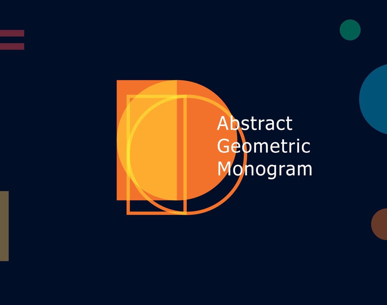 Abstract geometric letter D graphic concept. Color unusual shape for logo and monogram design template. Bauhaus or Memphis style geometric symbol. Vector illustration
