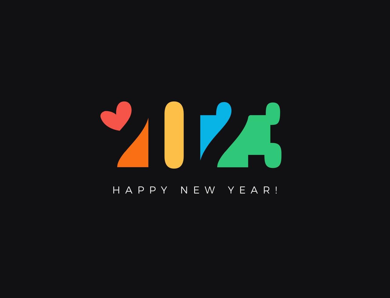 2023 colored numbers in negative space style on black backdrop. Happy New Year event poster, greeting card cover, 2023 calendar design, invitation to celebrate New Year. Vector illustration.