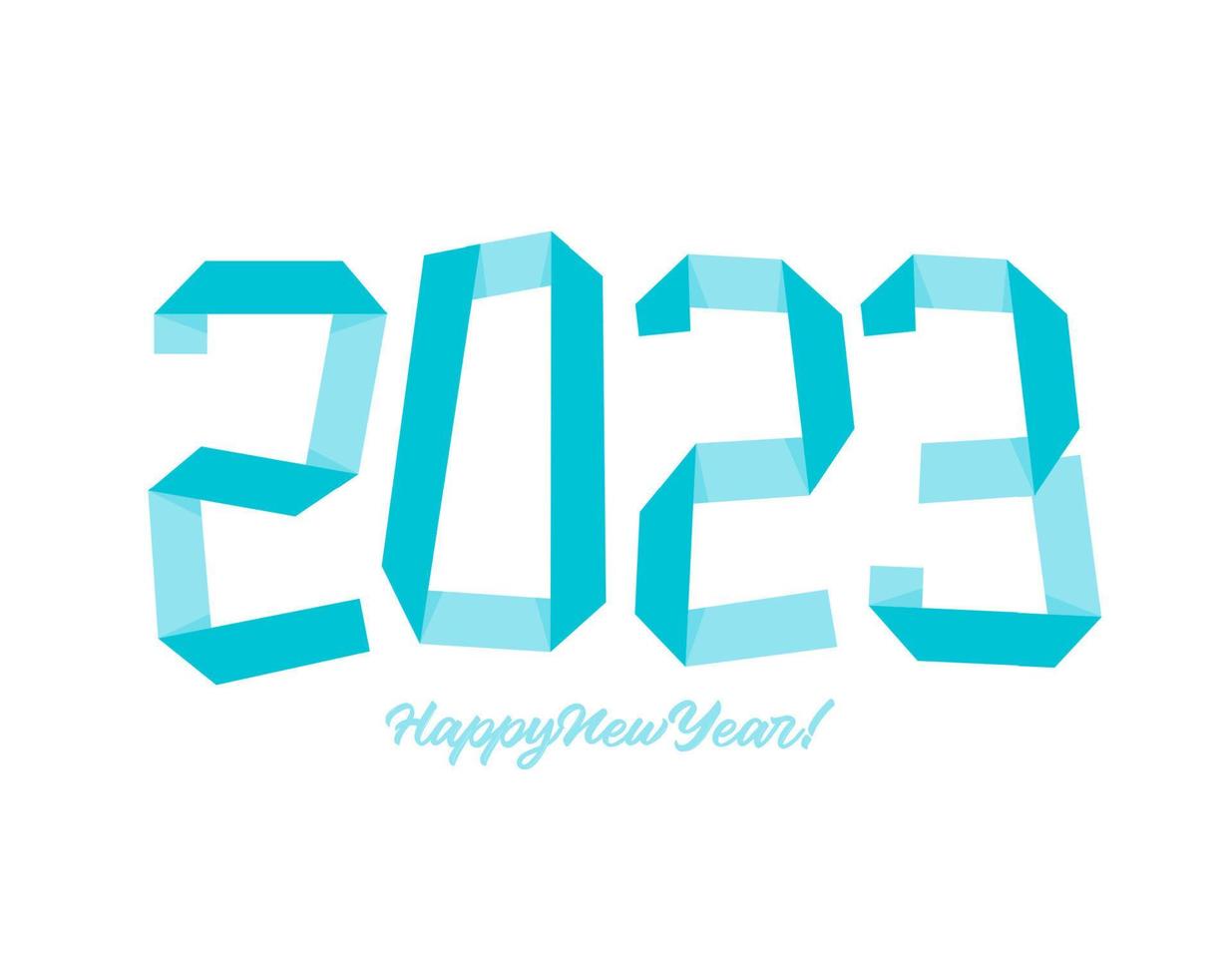 2023 blue numbers in scotch tape style. Happy New Year event poster, greeting card cover, 2023 calendar design, invitation to celebrate New Year and Christmas. Vector illustration.