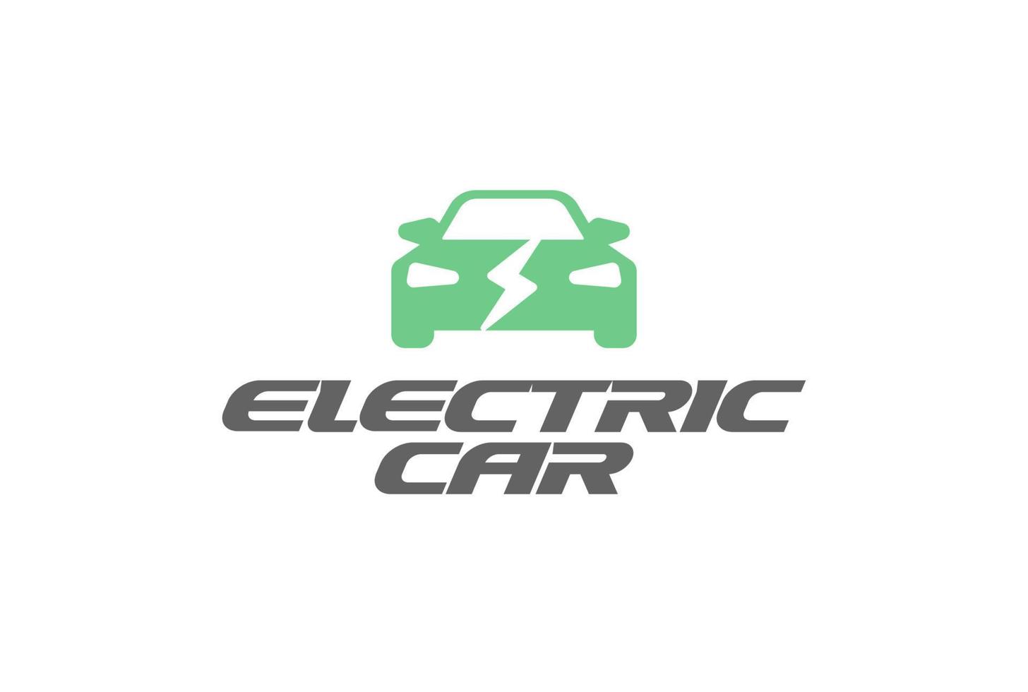 concepto de logotipo de coche eléctrico, icono de caricatura plana. logotipo vectorial automotriz para transporte eléctrico y logotipo de cargador. etiqueta abstracta. ilustración vectorial vector