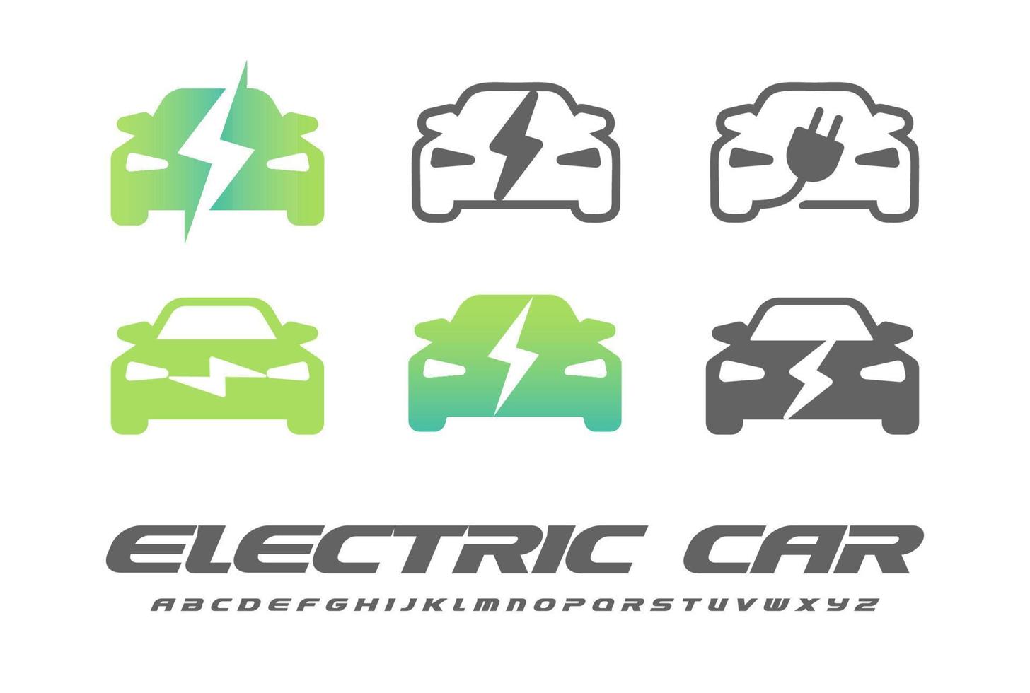 Electric car icon set with sports letters for logo concept. Vector illustration