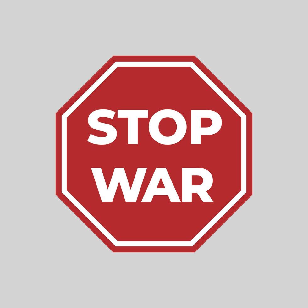 Stop war road sign. No war, hexagonal warning symbol. Vector infographics for posters and agitations.