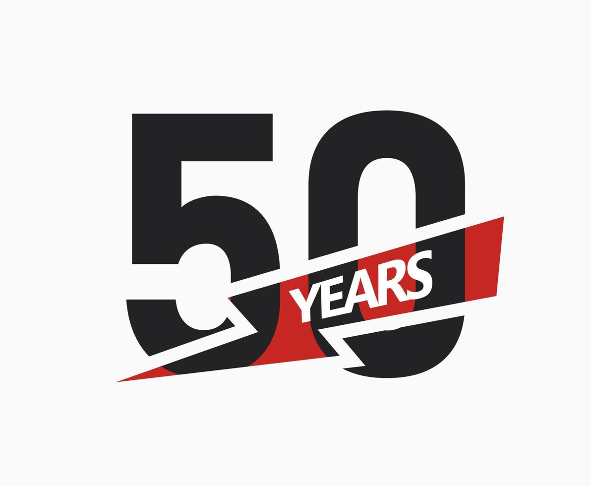 50 años de negocio, logotipo de jubileo. Signo del 50 aniversario. diseño gráfico moderno para cumpleaños de empresa. ilustración vectorial aislada vector