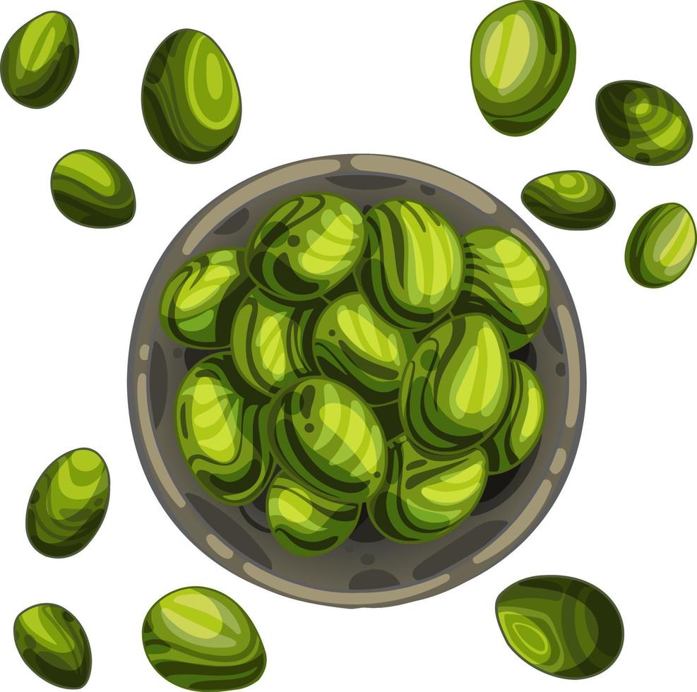 Brussels sprouts in a bowl.  Baked cabbage with spices. Vector illustration