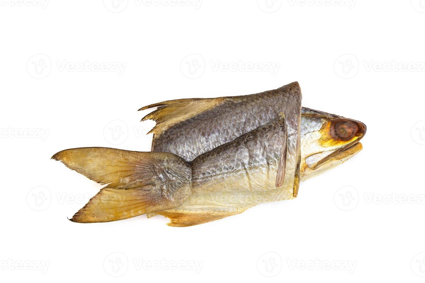 Fourfinger threadfin dried fish isolated on white background, salted fish photo