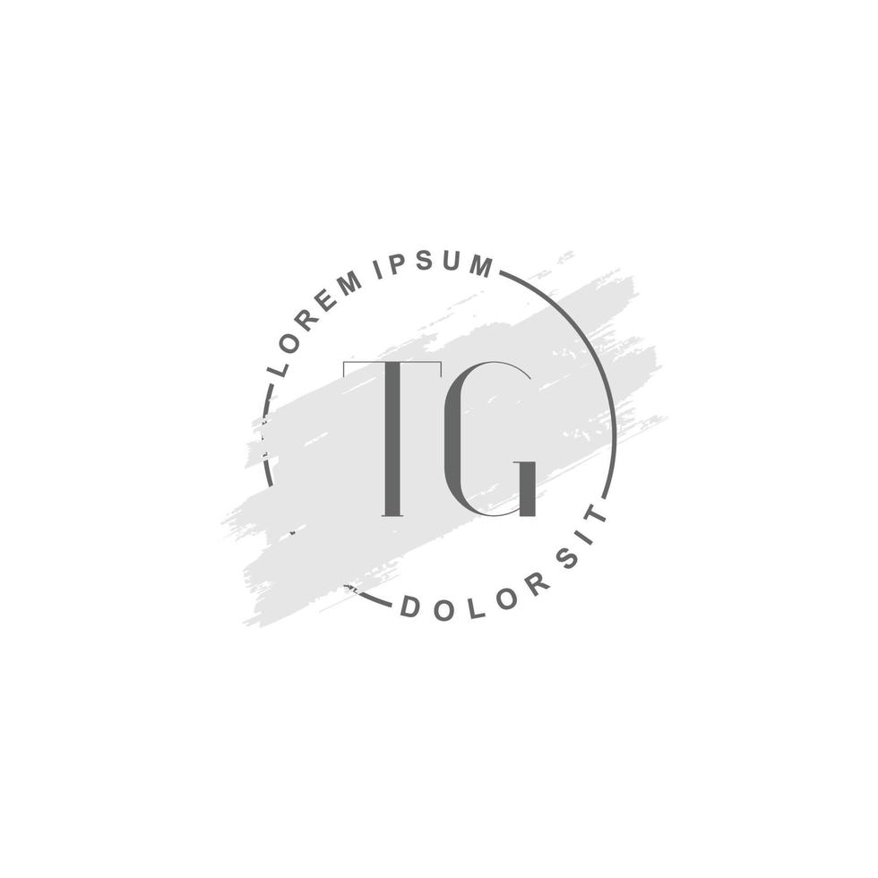 Initial TG minimalist logo with brush, Initial logo for signature, wedding, fashion. vector
