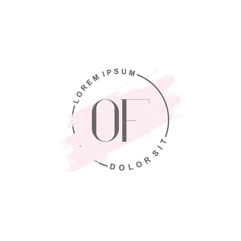 Initial OF minimalist logo with brush, Initial logo for signature, wedding, fashion. vector