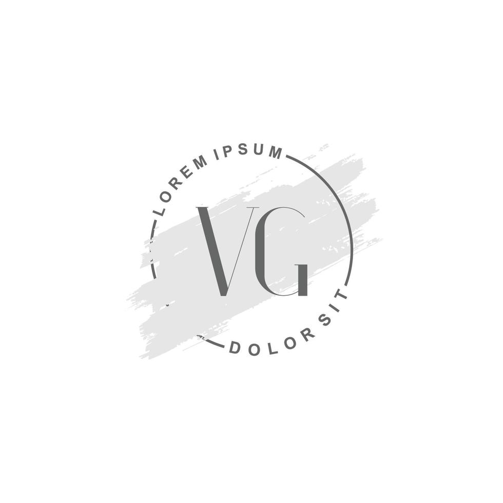logotipo inicial vg minimalista con pincel, logotipo inicial para firma, boda, moda. vector