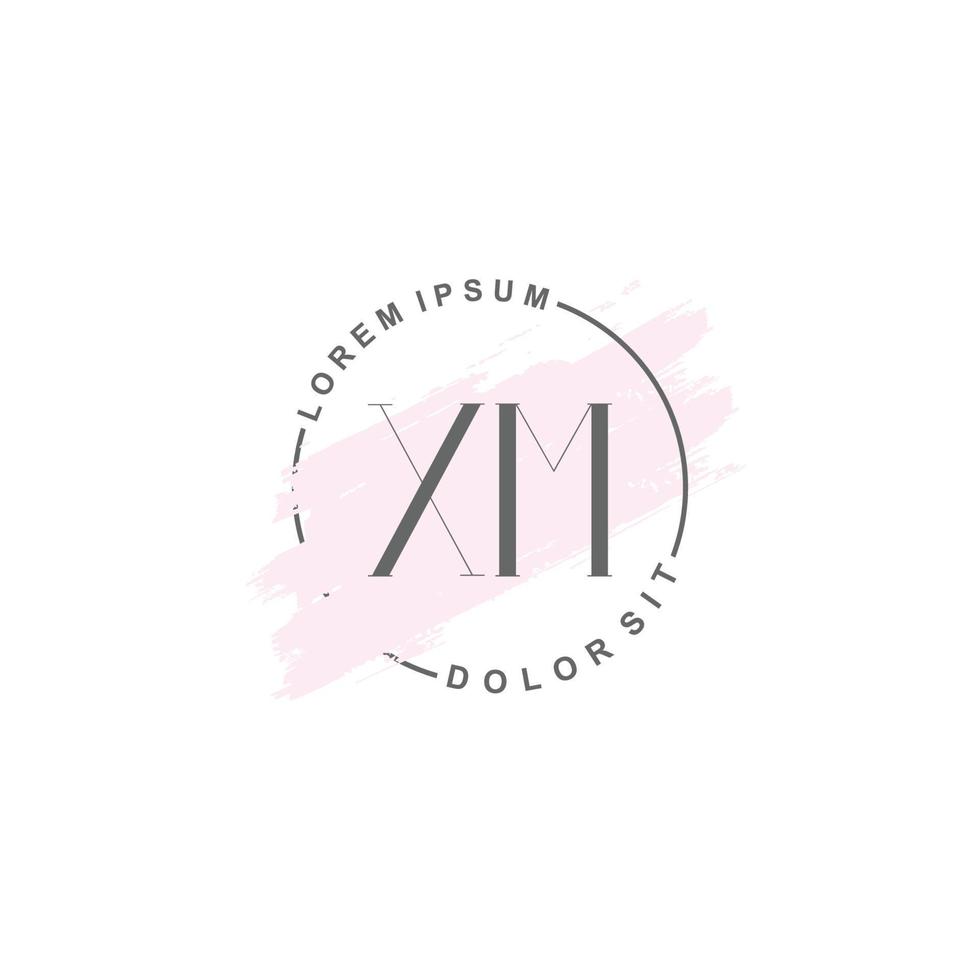 Initial XM minimalist logo with brush, Initial logo for signature, wedding, fashion. vector
