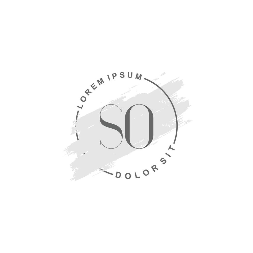 Initial SO minimalist logo with brush, Initial logo for signature, wedding, fashion. vector