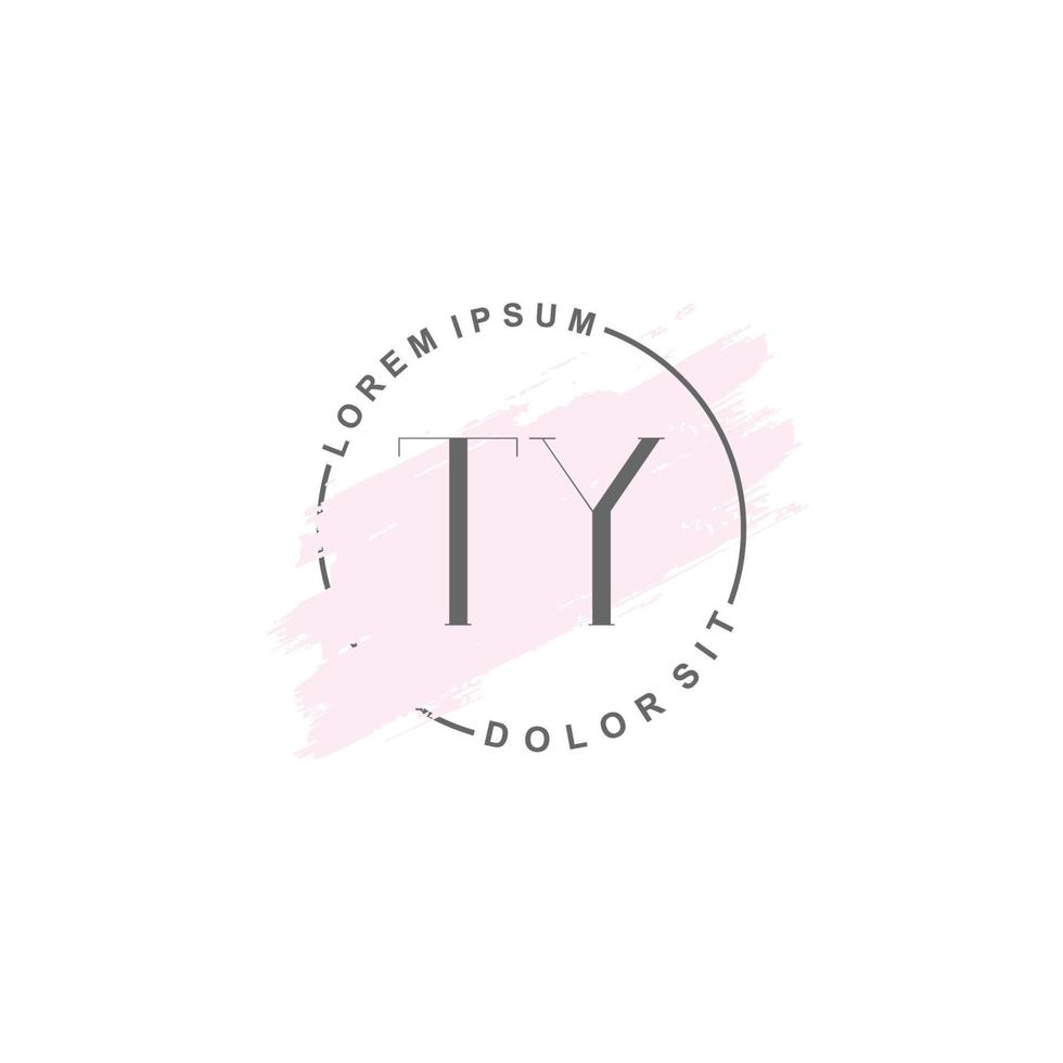 Initial TY minimalist logo with brush, Initial logo for signature, wedding, fashion. vector