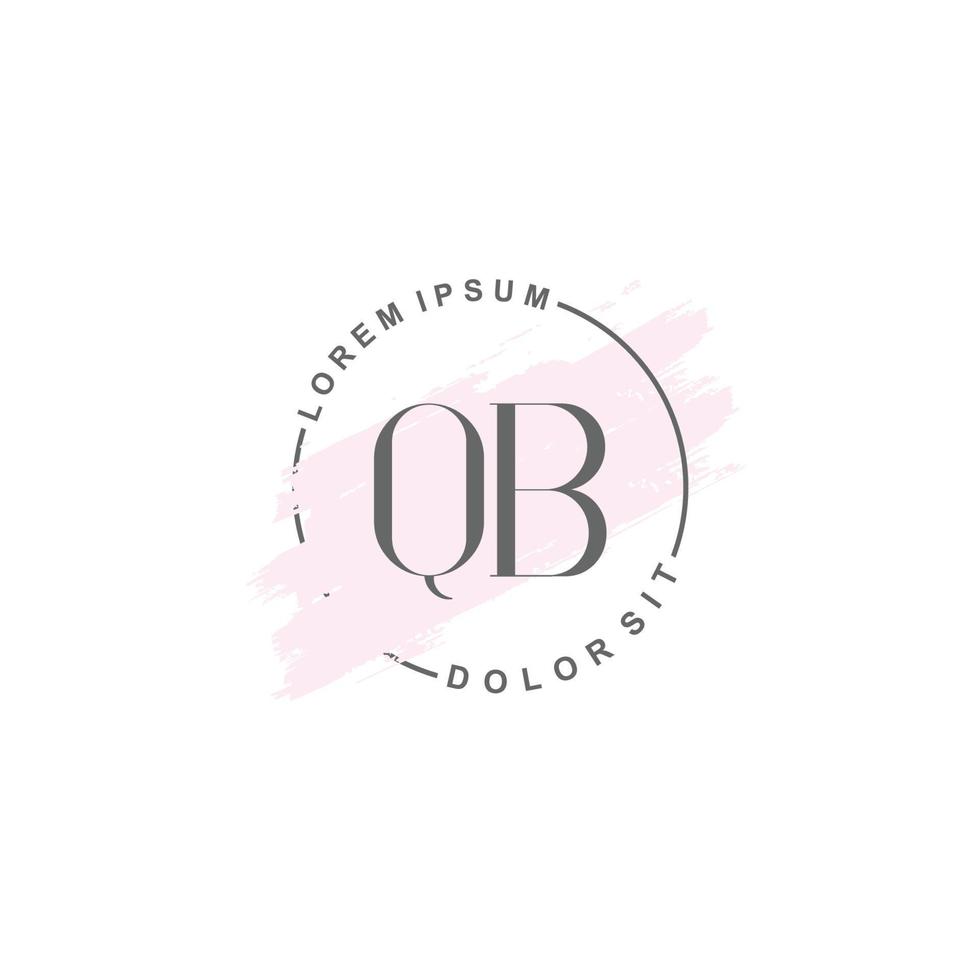 logotipo inicial qb minimalista con pincel, logotipo inicial para firma, boda, moda. vector