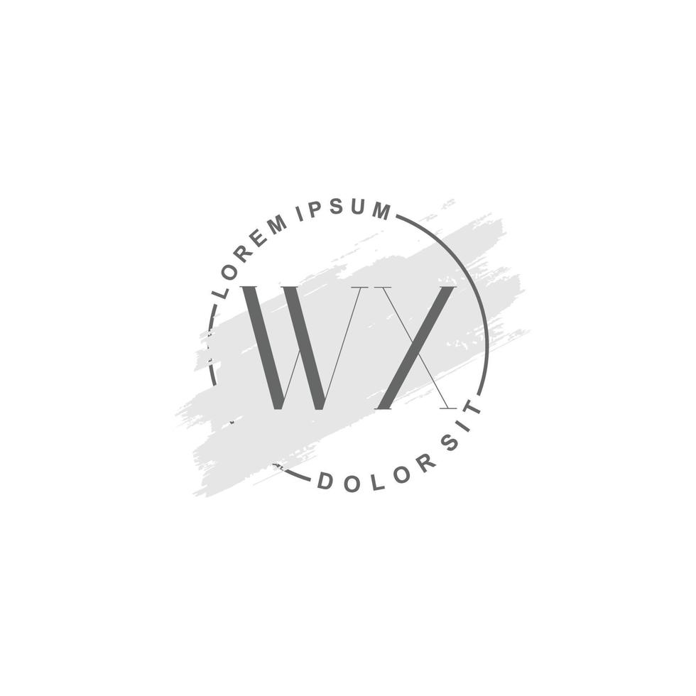 Initial WX minimalist logo with brush, Initial logo for signature, wedding, fashion. vector