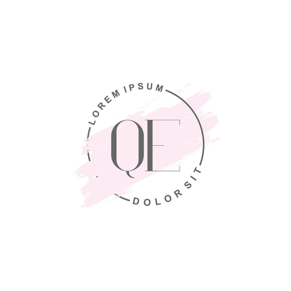 Initial QE minimalist logo with brush, Initial logo for signature, wedding, fashion. vector