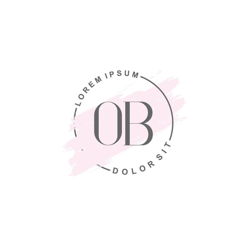 Initial OB minimalist logo with brush, Initial logo for signature, wedding, fashion. vector