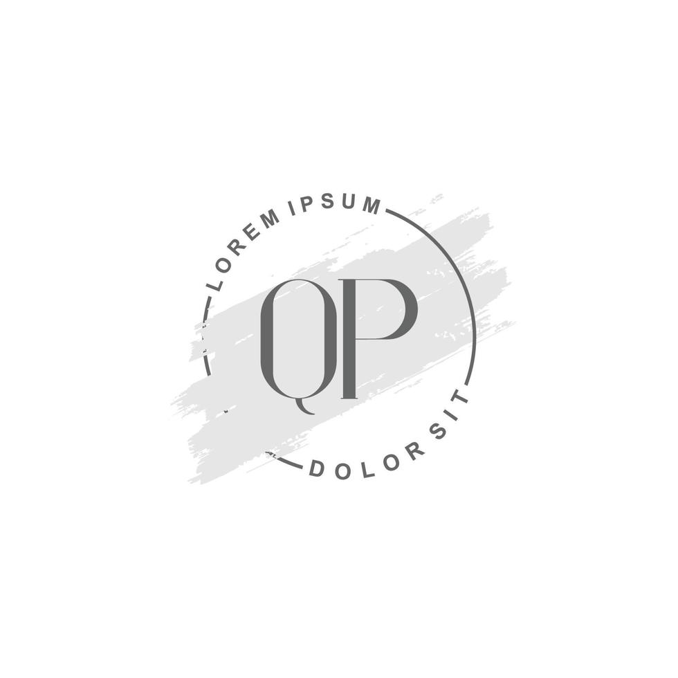 Initial QP minimalist logo with brush, Initial logo for signature, wedding, fashion. vector